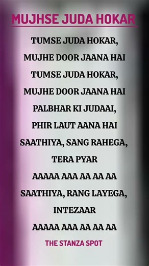 Mujhse juda hokar|The Stanza spot #trendingsong