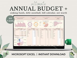 Annual Budget Spreadsheet: Excel Template, Finance Dashboard (digital Download) - Etsy