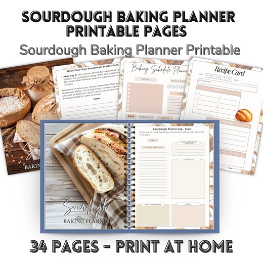 Sourdough Baking Planner Printable | 34 Pages Bread Making Tracker & Recipe Cards | Sourdough Starter Log | Homestead Kitchen Binder | PDF - Etsy