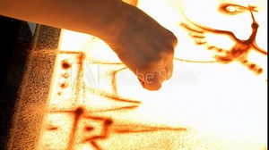 Drawing with sand. Drawing sand on a screen. Sand Artist. Hands draws. Animation Stock Video