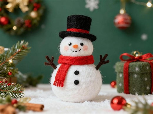 Handmade Wool Felt Snowman With Santa Hat: Cute Doll Decor, Christmas Winter Gift, Holiday Ornament - Etsy Canada
