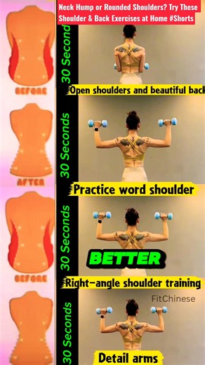 4 Simple Neck Hump & Rounded Shoulders Exercises | Shoulder & Back Workout at Home #Shorts