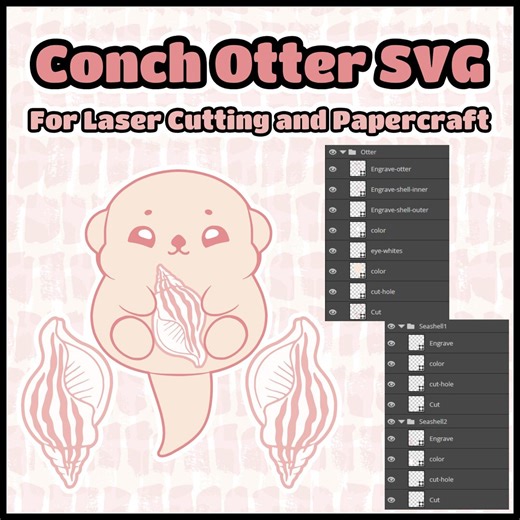 Conch Otter SVG Vector File for Laser Cutting, Papercraft, DIY Projects & Crafts - Etsy