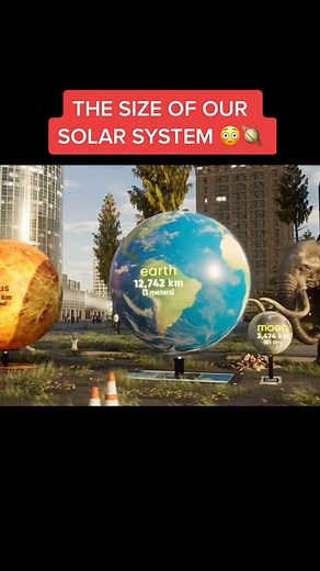 The size of our solar system on a human scale 😳🪐 #size #sizecomparison #solarsystem #planet #planets #moons #space #fyp #foryoupage | Space Lover