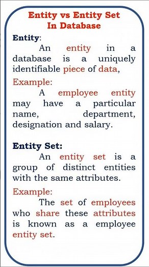 entity vs entity set in database #coding #java #class #developer #sql#sql server #jscript #ielts