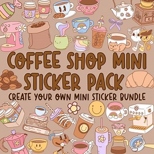 Coffee Shop Mini Sticker Pack Pick Your Own 1 Inch Vinyl Stickers Cute Aesthetic Waterproof for Laptop Journal Water Bottle Decor - Etsy