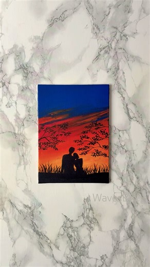 “Skyline of Us” Easy painting tutorial for beginners #art #acrylicscenery #diy