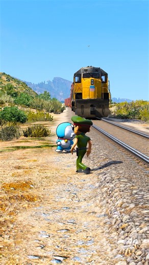 NOBITAman Hijack Train to Save Doraemon father Life #gta5 #shorts #youtubeshorts #shortsfeed #viral