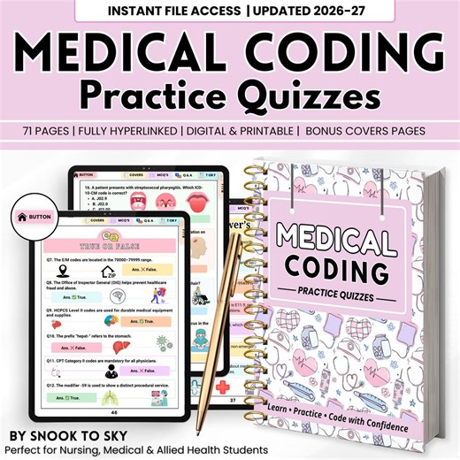 Medical Coding Practice Quizzes Bundle | Nursing Student Guide | Diagnosis & Procedure Coding Mcqs | ICD-10 and CPT Reference Sheets - Etsy Canada