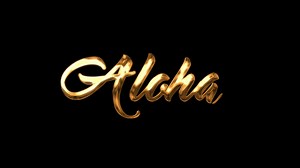 Download Aloha - Title Text Animation With Ink Gold Color and Black Background for free