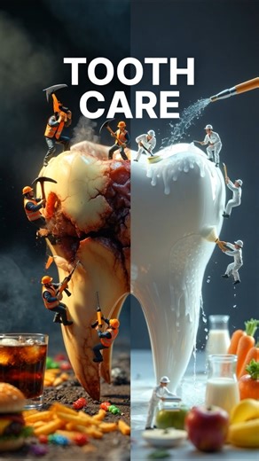 Tooth Decay vs Healthy Teeth – Miniature Workers 3D Animation 🦷