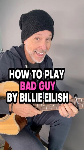 ⭐️Comment “GUITAR PATH” for a link to all free mini-courses!⭐️ Learn how to play “Bad Guy” by Billie Eilish in this quick and fun guitar tutorial! 🎸With the capo on the 3rd fret, you’ll use just three easy chords: E minor, A minor, and B7. The strumming pattern is simple yet catchy: 1 2 4 , which translates to Down Down-Up Up-Down-Up. Follow along as we sing through the chords, breaking down each section so you can play and sing with confidence. Whether you’re a beginner or looking to add this 