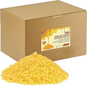 MicCai Yellow Natural Beeswax Pellets 5LB, Organic Beeswax, Beeswax for Candle Making, Body, Skin Care DIY, Lip Balm, Soap and Lotion Making Supplies