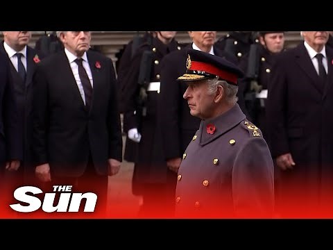 King Charles III lays wreath at Cenotaph on Remembrance Sunday