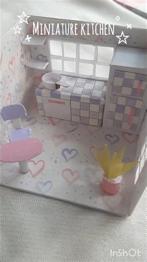 I Made the CUTEST Miniature Kitchen Ep 3#diy #miniaturekitchen #minature #papercraft #viral