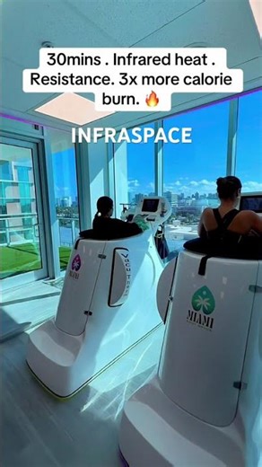 Step into a glowing capsule at INFRASPACE. #fitness #franchise #miami #infraredsauna #new #hightech