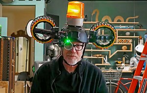 Adam Savage Builds a Functional Head-Mounted Nerf Dart Blaster