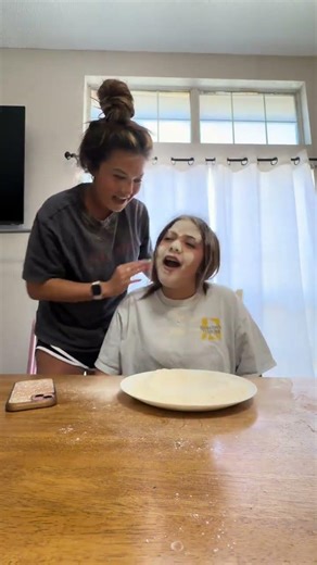 Shoving my kids face into a plate of flour #momsoftiktok #momanddaughter #momtok #teensbelike