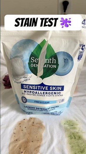 Seventh Generation Free & Clear Stain Test #laundry #cleantok #cleaning #clean