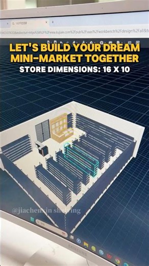 Let's build your dream minimarket together. Store dimensions16*10.#supermarket #layout #shelf