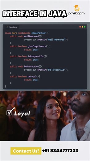 Interface in Java Explained in Tamil | Best Software Training Institute in Chennai #payilagam