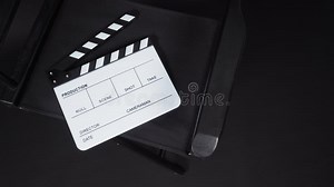 Clapperboard or Clap Board or Movie Slate with Director Chair Use in Video Production ,film, Cinema Industry on Black Background Stock Photo - Image of cinema, filmography: 181623578