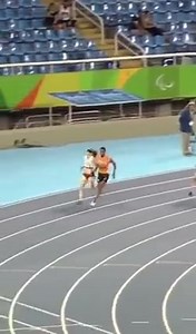 Visually impaired runners compete in para Olympic race with a guide...! Look at how coordinated they are..Imagine the level of trust she needs in her guide to be successful..Notice how he falls back at the end- Just step-So she crosses the finish line first ❤️❤️❤️ An exemplary display of determination, coaching and leadership ❤️❤️❤️❤️ #SharePost | Take Care International Foundation