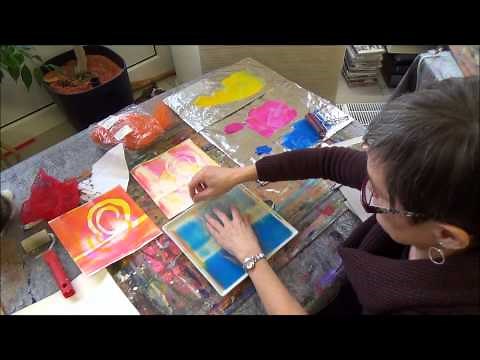 Acrylmalerei Monotypie Gelatineplatte Anleitung Teil 2