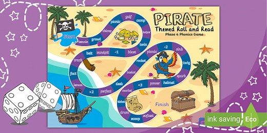 Pirate-Themed Roll and Read: Phase 4 Phonics Game