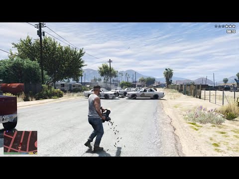 GTA 5 - Minigun Rampage (Sandy Shores Ambush Gone Wrong) + Ten Star Escape