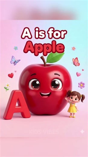 A is For Apple 🍎 ( cute ABC Learning for Kids #kidscartoon #cartoon #tiktokkids #kidsvideo #usa_tiktok