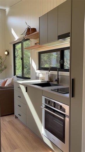 733 reactions · 32 shares | The Nine Six in our Eucalypt design package. Inspired by nature’s quieter tones. 華 @yumaronursery2539 #tinyhomeonwheels #southcoastnsw #tinyhomedesign | Designer Eco Tiny Homes | Facebook
