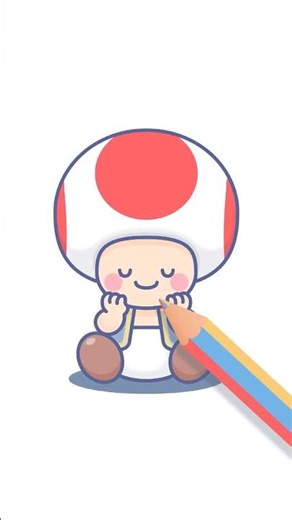 Easy Cute Toad Drawing Tutorial #art #tutorial #shorts