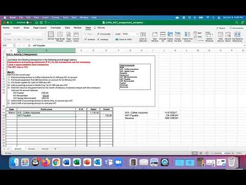 Unit 3 - Activity 5: HST Payable/Recoverable Journal Entries (BAF 3M1)