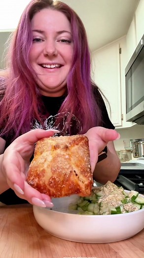 Marry Me Chicken Pillows (makes 4 pillows) Filling: One can shredded chicken 1/2 cup cream cheese 1/3 cup chopped roasted red pepper 1 tsp chili powder 1/2 tsp onion powder 1/2 tsp dried thyme 1/2 tsp dried basil 1/4 tsp dried oregano 1/2 tsp salt 1/2 tsp pepper Outside: One can of crescent rolls One egg (one egg wash) Breadcrumbs and flaky salt for topping (optional) Preheat oven to 375F Mix all ingredients in a bowl and set aside. Lay out crescent rolls making sure to keep two together in orde