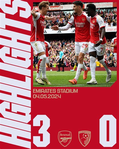 4.7M views · 172K reactions | All three points ✊ Watch the highlights from this afternoon's 3-0 success over Bournemouth  | Arsenal | Facebook