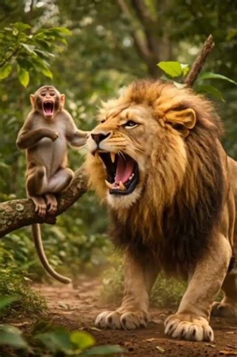 #lion #monkey #funny #humour #comedy #joke #viral #cartoon #comedy #joke #funny lion attack monkey