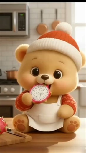 BABY BEAR EATING DRAGON FRUIT 🐻🐉#funny #babybear #shorts #funnyanimals