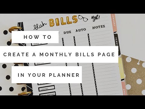 Monthly Bills Page in my Planner // Organizing your finances