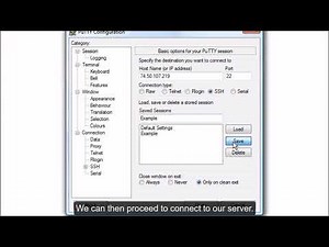 How to load, save or delete server connection settings in PuTTY