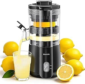 Electric Lemon Juicer, Hand-Free Citrus Juicer Machine with Cleaning Brush, Automatic Juice Squeezer for Lemon, Lime, Grapefruit, Pomegranate, One-Touch Operation & Easy Clean