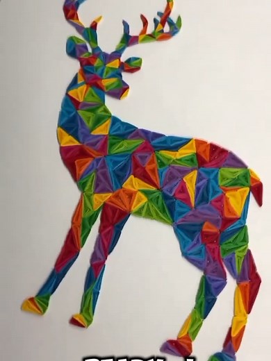 Colorful Deer Art Made from Quilling Paper Strips