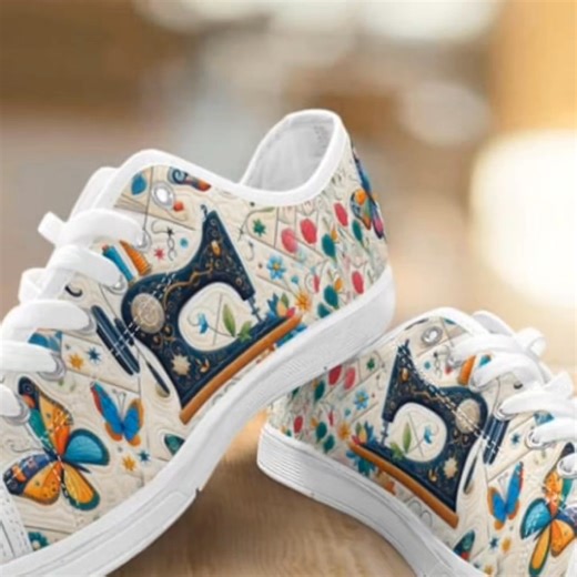 Beautiful shoes that every sewing lover should wear.🫶❤️ Available here: https://quiltingcrafthub.com/products/sewing-lovers-shoes-1 | Quilt Patterns PDF