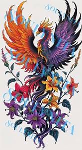 8 Phoenix Tattoo Designs With a Twist — Rebirth — Unique Minimalist Printable Tattoo Art - Etsy Australia