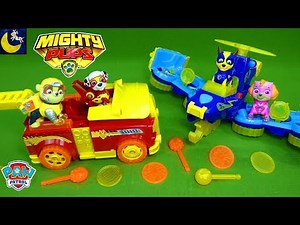 Lots of Paw Patrol Toys Mighty Pups Flip and Fly Vehicles Set Mashems Teenies Surprise Toys Video