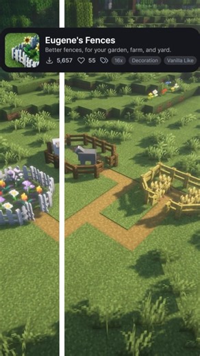 Minecraft:Eugene's Fences + Torches Reimagined & Remodeled Cactus 🌵🔥#minecraft #resourcepack #shorts