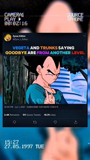 Trunks and Vegeta Good-bye are different ☠️#dbzedit