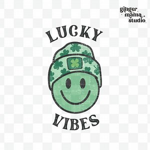 Lucky Vibes Smiley Hat Clovers Retro Png, St Patricks Day Shamrock Png, Retro Smiley Face, St. Patrick’s Day, Irish, Lucky Vibes, Irish Svg - Etsy Canada