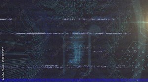 Animation of key icon with circuit board elements on glitch digital interface Stock Video