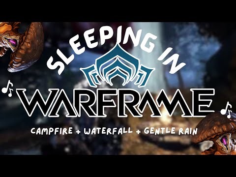 Falling asleep to Warframe | Gentle Rain, Fireplace, Waterfall sounds | 4-Hour Relaxation Video
